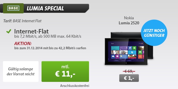 Base Internetflat mit Nokia 2520 Tablet