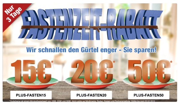 plus.de Gutschein Gutscheincode Februar 2015 50 Euro Rabatt