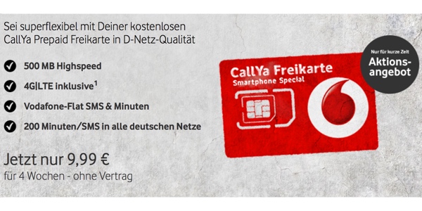 günstiger Prepaid Tarif von Vodafone CallYa