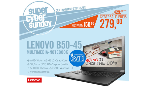 Lenovo B50-45 MCD32GE günstiges 15 Zoll Notebook unter 300 Euro