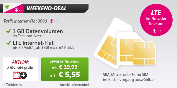 günstiger Datentarif im Telekom LTE Netz unter 6 Euro