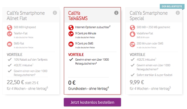 Gratis SIM Karte Handykarte von Vodafone