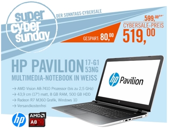 HP Pavilion 17-g153ng 17 Zoll Notebook unter 600 Euro