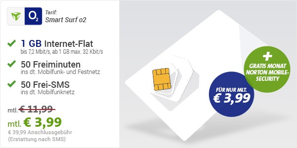 o2 Handytarif mit Freiminuten und 1GB Datenvolumen