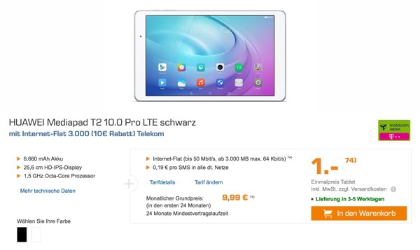 Huawei Mediapad T2 10.0 LTE Pro günstiger kaufen