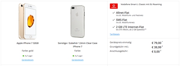 iPhone 7 32 GB mit Vodafone Vertrag EU Flat