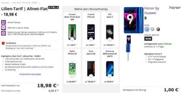 otelo Tarif unter 20 Euro mit Smartphone