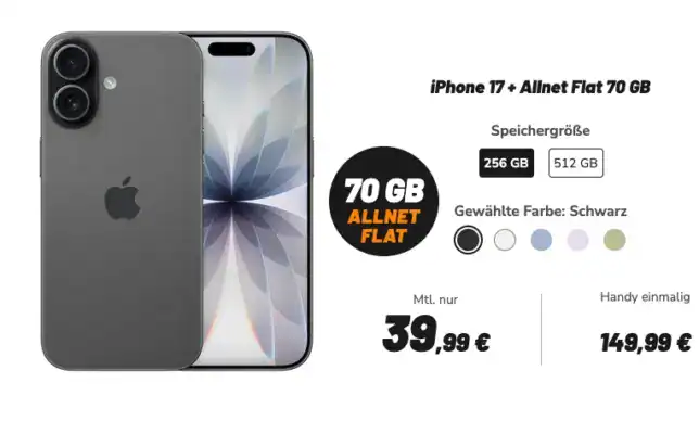 iPhone 17 mit Vertrag Vodafone Netz