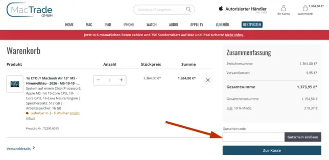 MacTrade Gutscheincode einlösen