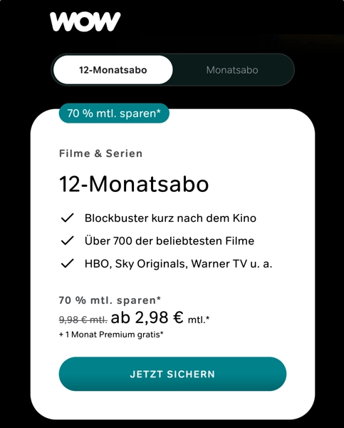 WOW Angebot Abo Streaming