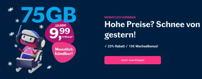 Handyvertrag 75 GB monatlich kündbar