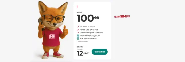 sparSIM 100 GB Vodafone Vertrag