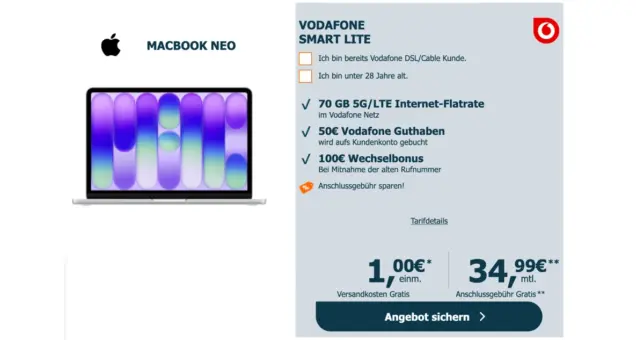 MacBook Neo mit Handyvertrag