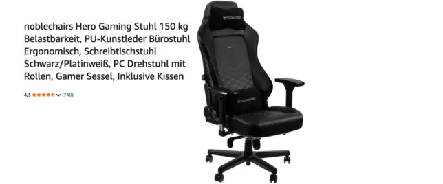 noblechairs Hero Gaming Stuhl 150 kg Belastbarkeit