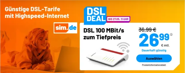sim.de DSL monatlich kündbar